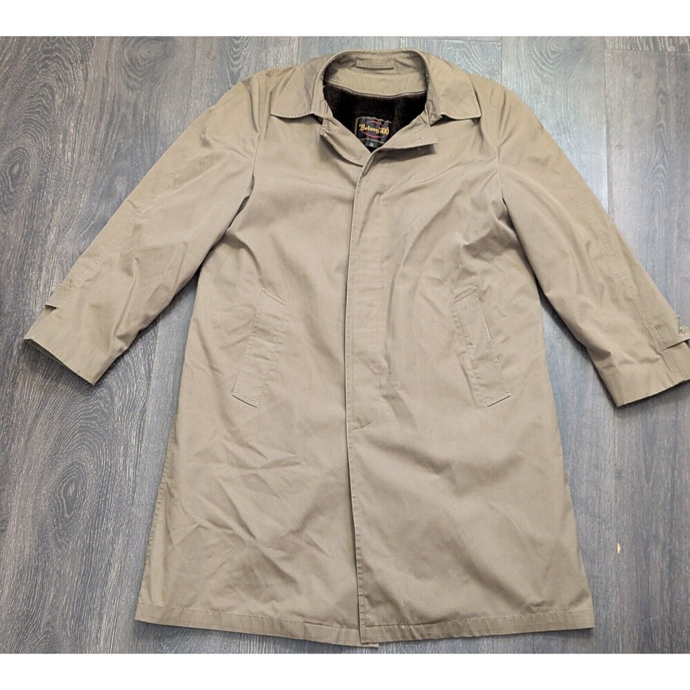 Botany 500 Trench Coat Men's Size 40 Tan Overcoat Made In USA with zip Liner (m)